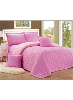Buy 4-Piece Double Sided Comforter Set Microfiber Pink Single in Saudi Arabia
