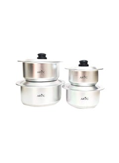 Buy 4-Piece Anodized Aluminium Cooking Set Silver 5kg in UAE