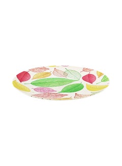 Buy Bamboo Fibre Leaves Design Plate White 25cm in UAE