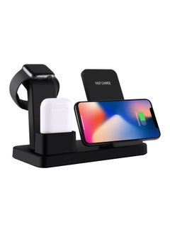 Buy 3-In-1 Quick Wireless Charging Stand For Apple iPhone/iWatch/AirPods Black in UAE