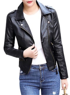 Buy Long Sleeve Notched Collar Jacket Black in UAE