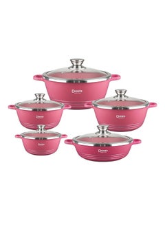 Buy 10-Piece Cookware Set Pink in UAE