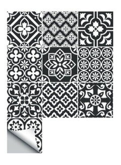 Buy 10-Piece Self Adhesive Bathroom Kitchen Wall Sticker Set Black/White 15 x 15centimeter in Saudi Arabia