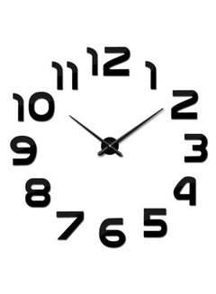 Buy 3D Number DIY Wall Clock Acrylic Mirror Sticker Black 60 x 60centimeter in UAE