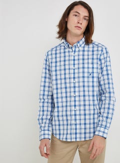 Buy Check Pattern Cotton Shirt Blue/White in UAE