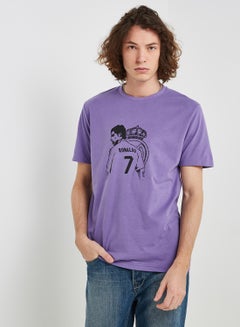 Buy Ronaldo Print Round Neck T-shirt Lilac in UAE