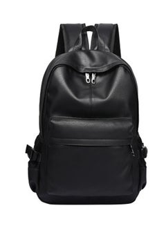 Buy Young College Student Leather Backpack Black in Saudi Arabia