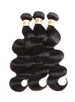 Buy 3-Piece Wavy Human Hair Extension Black in Saudi Arabia