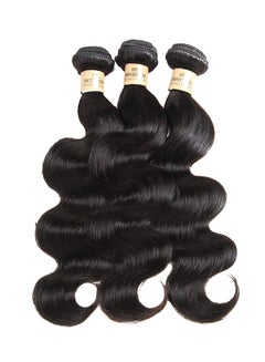 Buy 3-Piece Wavy Human Hair Extension Black in UAE