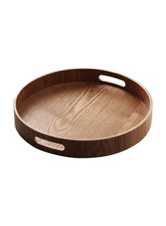 Buy Round Bamboo Tray With Handle Brown 25X25X5centimeter in Saudi Arabia