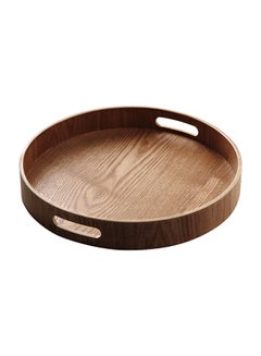 Buy Round Bamboo Tray With Handle Brown 30X30X5centimeter in Saudi Arabia