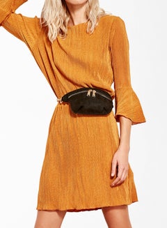 Buy Plisse Frill Cuff Dress Mustard in Saudi Arabia