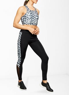 Buy Leopard Panel Leggings Light Grey in Saudi Arabia