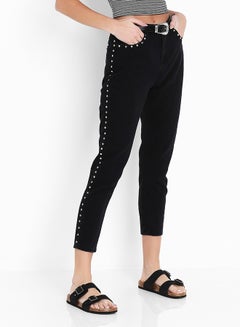 Buy Studded Mom Jeans Black in UAE