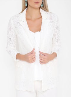 Buy Longline Lace Blazer White in Saudi Arabia