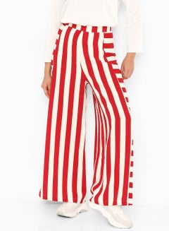 Buy Striped Wide Leg Pants Red/White in UAE