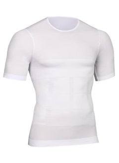 Buy Short Sleeve Belly And Stomach Shapewear Undershirt White in UAE