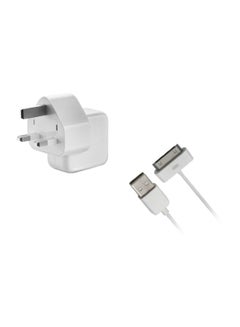 Buy UAE-3Pin-Plug Fast Charging Adapter With 30-Pin Cable White in Saudi Arabia