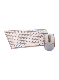 Buy Wireless Keyboard And Mouse Set Gold/White in Saudi Arabia