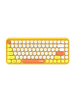 Buy Wireless Bluetooth keyboard, Cute Mini 84-key Compact Keyboard, 2.4GHz wireless connect, Typewriter ABS Retro Round Key Caps, Matte Panel, Ergonomic Design for PC Computer Laptops Yelloe in Saudi Arabia