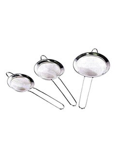 Buy 3-Piece Stainless Steel Tea Strainers Silver in Egypt