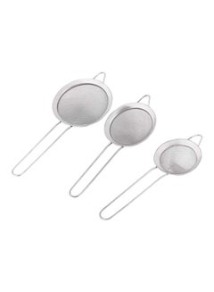 Buy 3-Piece Tea Strainer Set Silver in Egypt