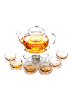 Buy 7-Piece Tea Cup With Pot Clear in UAE