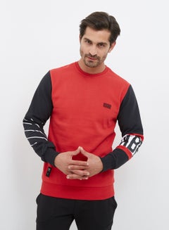 Buy Round Neck Long Sleeve Sweatshirt Red in Egypt