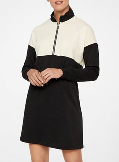 Buy High Neck Mini Dress Black/White in Saudi Arabia