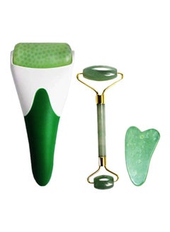 Buy 3-in-1 Ice Roller With Jade Roller And Gua Sha Massager Green/White/Gold in Egypt