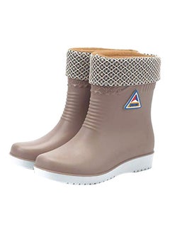 Buy Water Proof Slip On Rain Boots Brown in Saudi Arabia