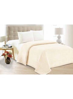 Buy Solid Design Blanket Faux Fur Off White in UAE