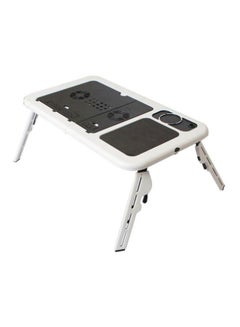 Buy Portable Laptop Table With Cooling Fan Black/White in UAE