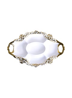 Buy Gold-Plated Five-Lattice Plate White 41 x 17 x 4cm in UAE