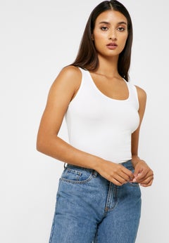 Buy Polyester Tank Top White in UAE