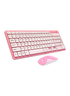 Buy Wireless Keyboard And Mouse Set Pink/White in UAE
