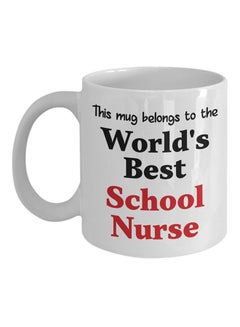 اشتري مج قهوة بطبعة عبارة "World's Best School Nurse" أبيض في الامارات