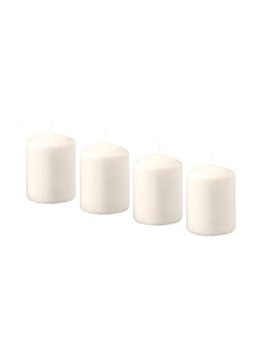 Buy 4-Piece Unscented Block Candle Set White 8x5.7cm in Saudi Arabia