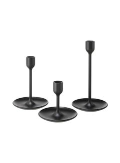 Buy 3-Piece Candlestick Set Black 18/12/21cm in UAE