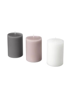 Buy 3-Piece Scented Block Candle Set Multicolour 10x7cm in Egypt