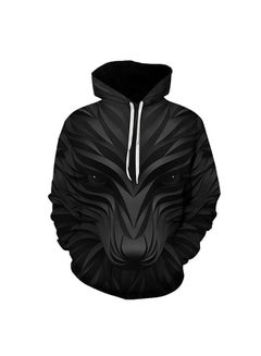 اشتري Polyestertrendy Street 3D Digital Animal Printing Oversized Couple Hoodie أسود في السعودية