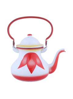 Buy Leaf Printed Enamelware Arabian Kettle White/Blue/Yellow in Saudi Arabia