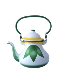 Buy Leaf Designed Moroccan Tea Kettle White/Green/Yellow in Saudi Arabia