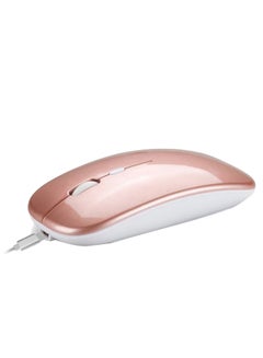 Buy Ergonomic Rechargeable Dual Mode Wireless Mouse Rose Gold/White in Saudi Arabia