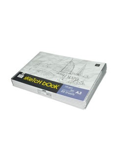 اشتري مجموعة دفاتر رسم بسلك لولبي مقاس A3 من 12 قطعة أبيض/رمادي في الامارات