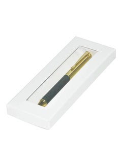 Buy Embossed Ballpoint Pen With Italian PU Wrapper And Gift Box Gold/Green in UAE