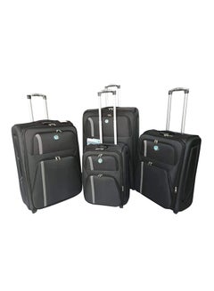 Buy Softside 4 Piece Luggage Trolley Set Black in Saudi Arabia