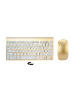 اشتري لوحة مفاتيح لاسلكية محمولة مع ماوس ذهبي في الامارات