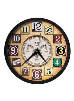 Buy Vintage Collection Round Shape Plastic Wall Clock Black / Beige 31.4x30.6x4.6centimeter in Saudi Arabia