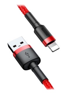 اشتري كابل شحن USB إلى Lightning كافول من النايلون المضفر عالي الكثافة للشحن السريع متوافق مع هواتف آيفون 13 و12 و11 برو ماكس وميني وXS وX و8 و7 و6 و5 وSE وآي باد (بطول 2 متر) أحمر وأسود في السعودية